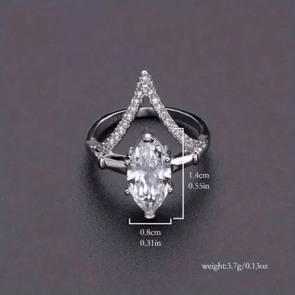 White Gold Diamond Marquise Wedding Engagement Anniversary Ring